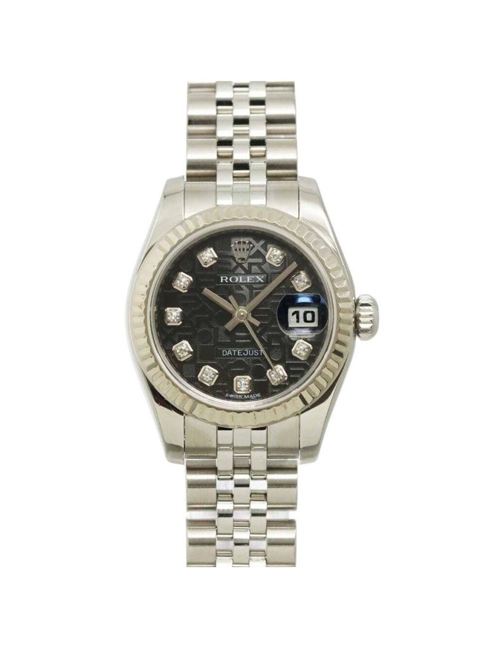 Rolex Datejust Roulette Diamond Black Computer 18k White Gold Automatic